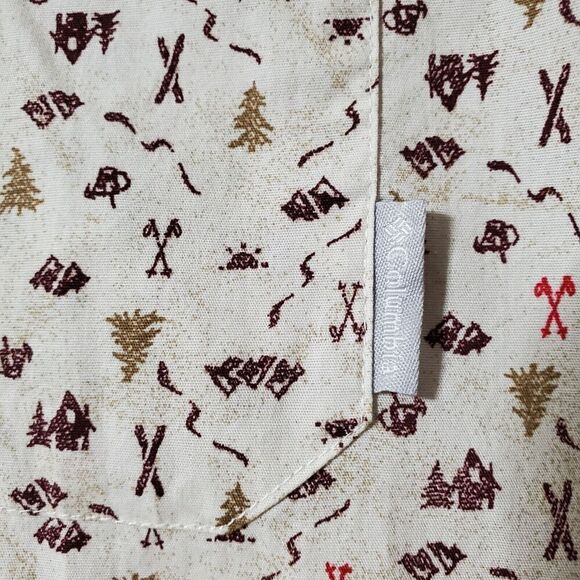 Columbia Camping Print Shirt XL Button Up Short Sleeve Outdoor Regular Fit Mens - Picture 3 of 11